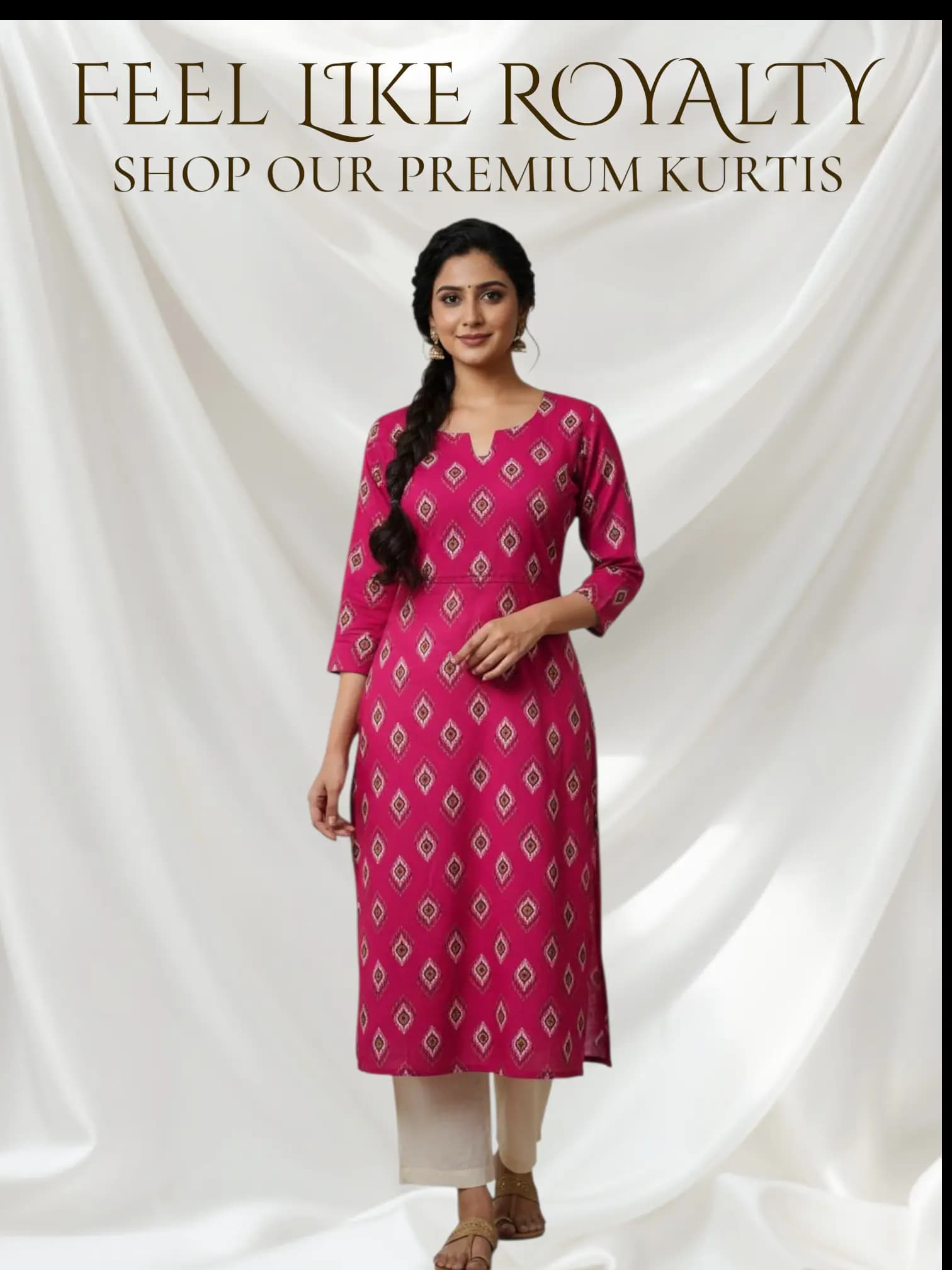 Beleza Liva Magenta Diamond Print Kurti – Elegant Everyday Wear